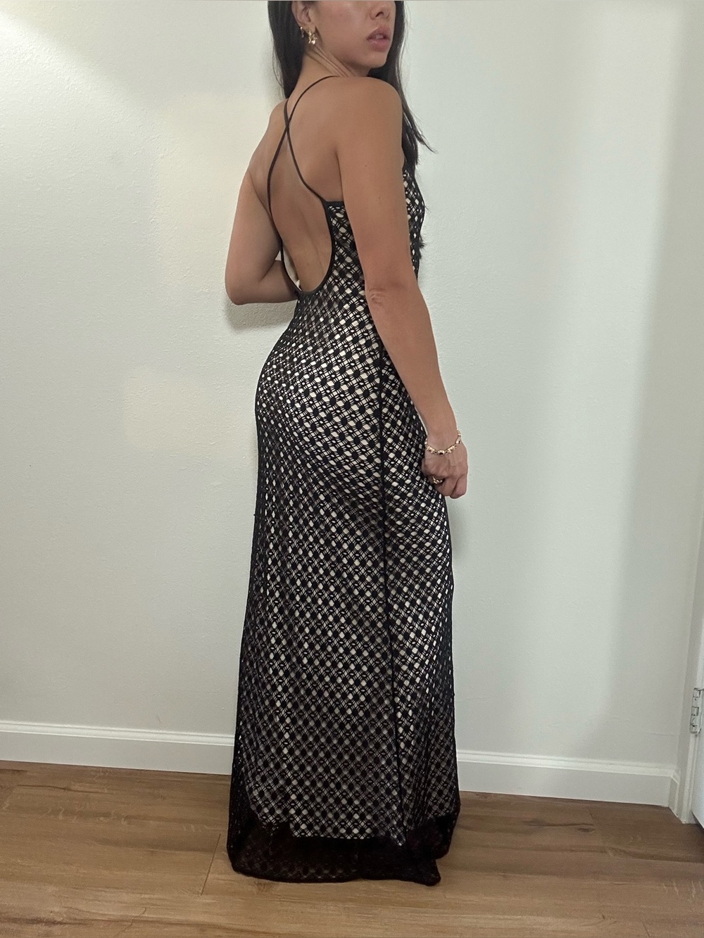 Laundry By Shelli Segal vintage 90’s Black Lace Maxi Dress Evening Dress Size S - Picture 2 of 16